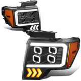 09-14 Ford F-150 Projector LED DRL Halo Headlights Black Housing