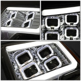 2009-2014 Ford F-150 Quad LED DRL Halo Ring Projector Headlights Chrome