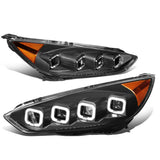 2015-2018 Ford Focus Sequential Halo Projector Headlights Black