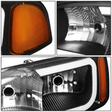 00-07 GMC Yukon Sierra LED DRL Headlights - Black Housing Amber Corner