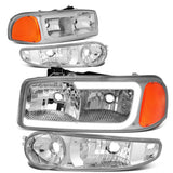 00-07 GMC Yukon Sierra LED DRL Headlights Chrome Housing Amber Corner
