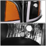 94-02 Dodge Ram LED DRL Headlights - Black Housing Amber Corner