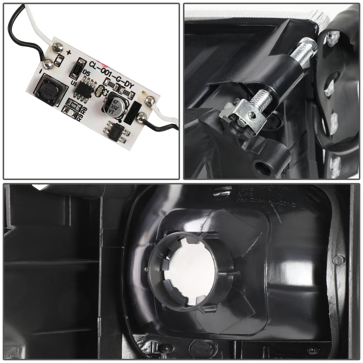 94-02 Dodge Ram LED DRL Headlights Black Housing Clear Corner