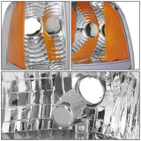 94-02 Dodge Ram LED DRL Headlights Chrome Housing Amber Corner