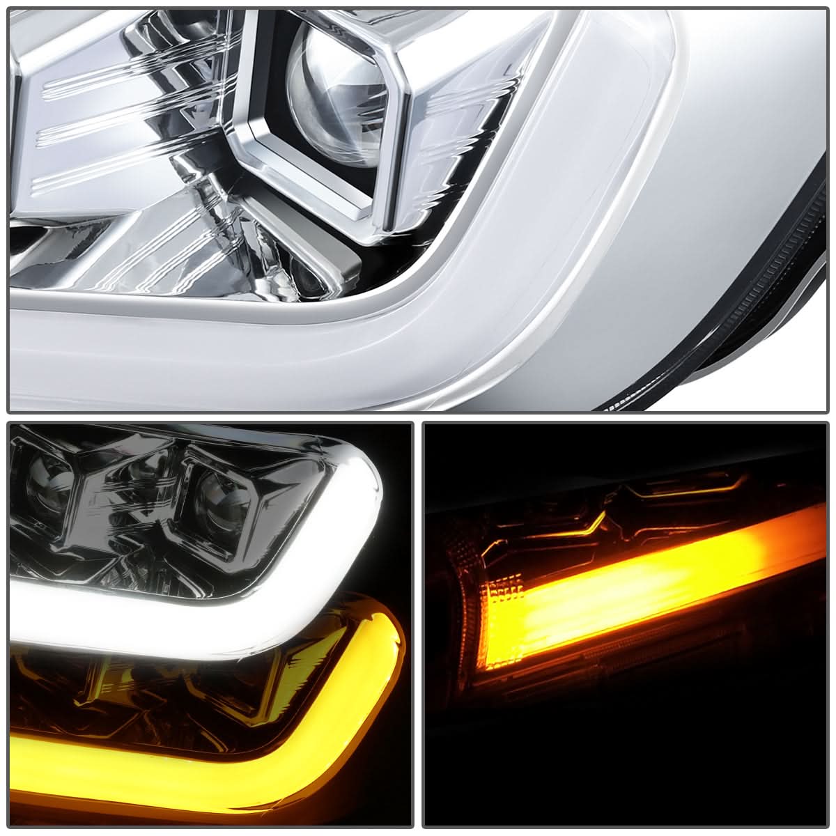 2019-2023 Ford Ranger LED DRL Chrome Headlights with Clear Corners