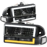 98-04 Chevrolet Blazer/S10 LED Switchback L-Pattern Headlights - Black