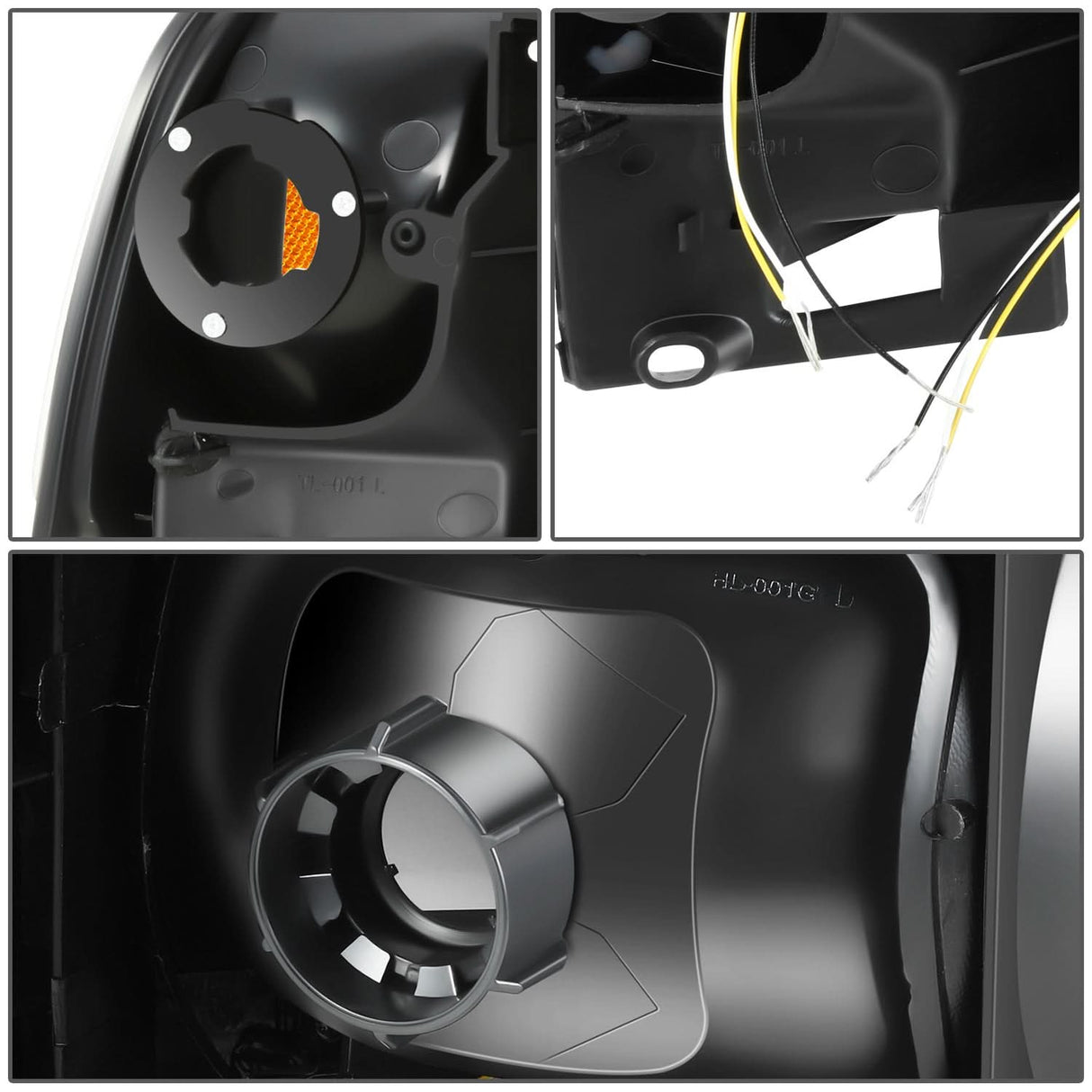 4PC LED Bar Headlights - Clear Lens Amber Reflector Black Housing