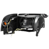 Clear Lens Amber Reflector Black Housing LED Bar Headlights 4-Piece