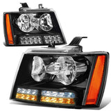 07-14 Chevrolet Tahoe Suburban Avalanche LED DRL Headlights Black