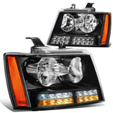 07-14 Chevrolet Tahoe Suburban Avalanche LED DRL Headlights Black