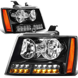 07-14 Chevrolet Tahoe Suburban Avalanche LED DRL Headlights Black