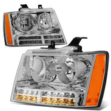 07-14 Chevrolet Avalanche Tahoe Suburban LED DRL Headlights Chrome