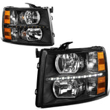 2007-2014 Chevrolet Silverado LED Reflector Headlights Black