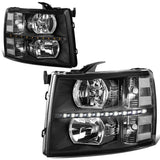 07-14 Chevrolet Silverado LED Reflector Headlights Black Housing