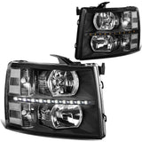 07-14 Chevrolet Silverado LED Reflector Headlights Black Housing