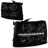2007-2014 Chevrolet Silverado LED Reflector Headlights - Black/Clear/Smoke