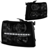 2007-2014 Chevrolet Silverado LED Reflector Headlights - Black/Clear/Smoke
