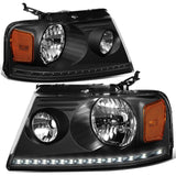04-08 Ford F-150 / 06-08 Lincoln Mark LT LED DRL Headlights - Black