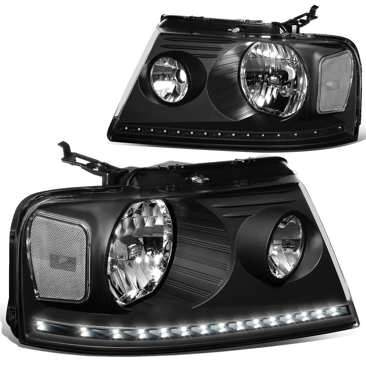 04-08 Ford F-150 / 06-08 Lincoln Mark LT LED DRL Headlights - Black