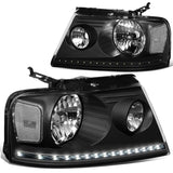 04-08 Ford F-150 / 06-08 Lincoln Mark LT LED DRL Headlights - Black