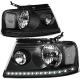 04-08 Ford F-150 / 06-08 Lincoln Mark LT LED DRL Headlights - Black