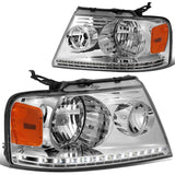04-08 Ford F-150 / 06-08 Lincoln Mark LT LED DRL Headlights Chrome