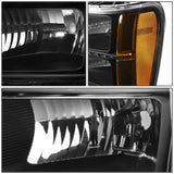 2007-2014 GMC Sierra LED DRL Headlights Black Housing Amber Corner