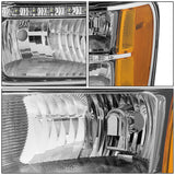 2007-2014 GMC Sierra LED DRL Headlights Chrome Housing Amber Corner