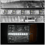 2007-2014 GMC Sierra LED DRL Headlights Chrome Housing Amber Corner