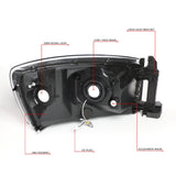 06-09 Dodge Ram LED DRL Headlights - Black Housing Amber Corner