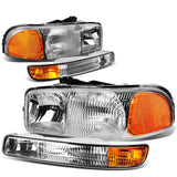 99-07 GMC Sierra OEM Style 4PC Chrome Headlights with Amber Corner