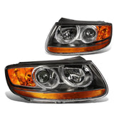 07-09 Hyundai Santa Fe Black Housing Headlights with Amber Corner