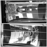 94-00 GMC C10 8PC Headlight Set - Black Housing Clear Corner