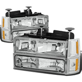 94-00 GMC C10 Chrome Housing Headlights w/ Amber Corner 8PC Kit