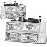 88-93 Chevrolet C10 Chrome Housing Clear Corner 8PC Headlight Set