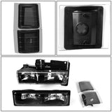 94-98 Chevrolet C10 Black Housing Headlights with Clear Corners 8PC