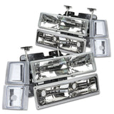 94-98 Chevrolet C10 8PC Chrome Housing Clear Corner Headlights