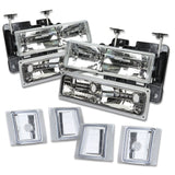 94-98 Chevrolet C10 8PC Chrome Housing Clear Corner Headlights