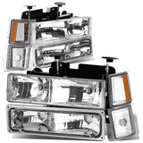 94-98 Chevrolet C10 Chrome Housing Headlights w/ Amber Corner 8PC