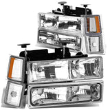 94-98 Chevrolet C10 Chrome Housing Headlights w/ Amber Corner 8PC