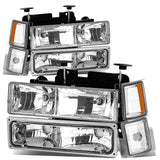 94-98 Chevrolet C10 Chrome Housing Headlights w/ Amber Corner 8PC