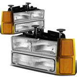 94-98 Chevrolet C10 OEM Style 8PC Headlight Set Chrome Housing