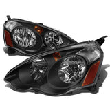 02-04 Acura RSX Black Housing Amber Corner Headlights