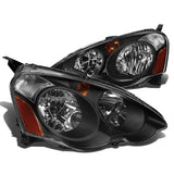 02-04 Acura RSX Black Housing Amber Corner Headlights