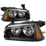 06-10 Dodge Charger 4PC Black Housing Amber Corner Headlights