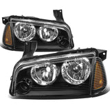 06-10 Dodge Charger 4PC Black Housing Amber Corner Headlights