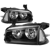 06-10 Dodge Charger Black Housing Clear Corner Headlights 4PC