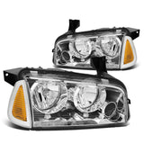 06-10 Dodge Charger Chrome Housing Headlights w/ Amber Corner