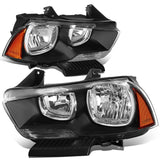 2011-2014 Dodge Charger Black Housing Headlights with Amber Corner