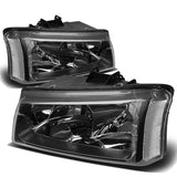 03-06 Chevrolet Silverado/Avalanche Black Housing Headlights 2PC
